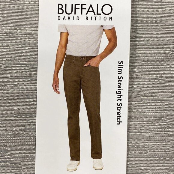 Buffalo David Bitton SAM Jeans Mens 30 x 30 Brown Denim Slim Fit Straight - Picture 4 of 13